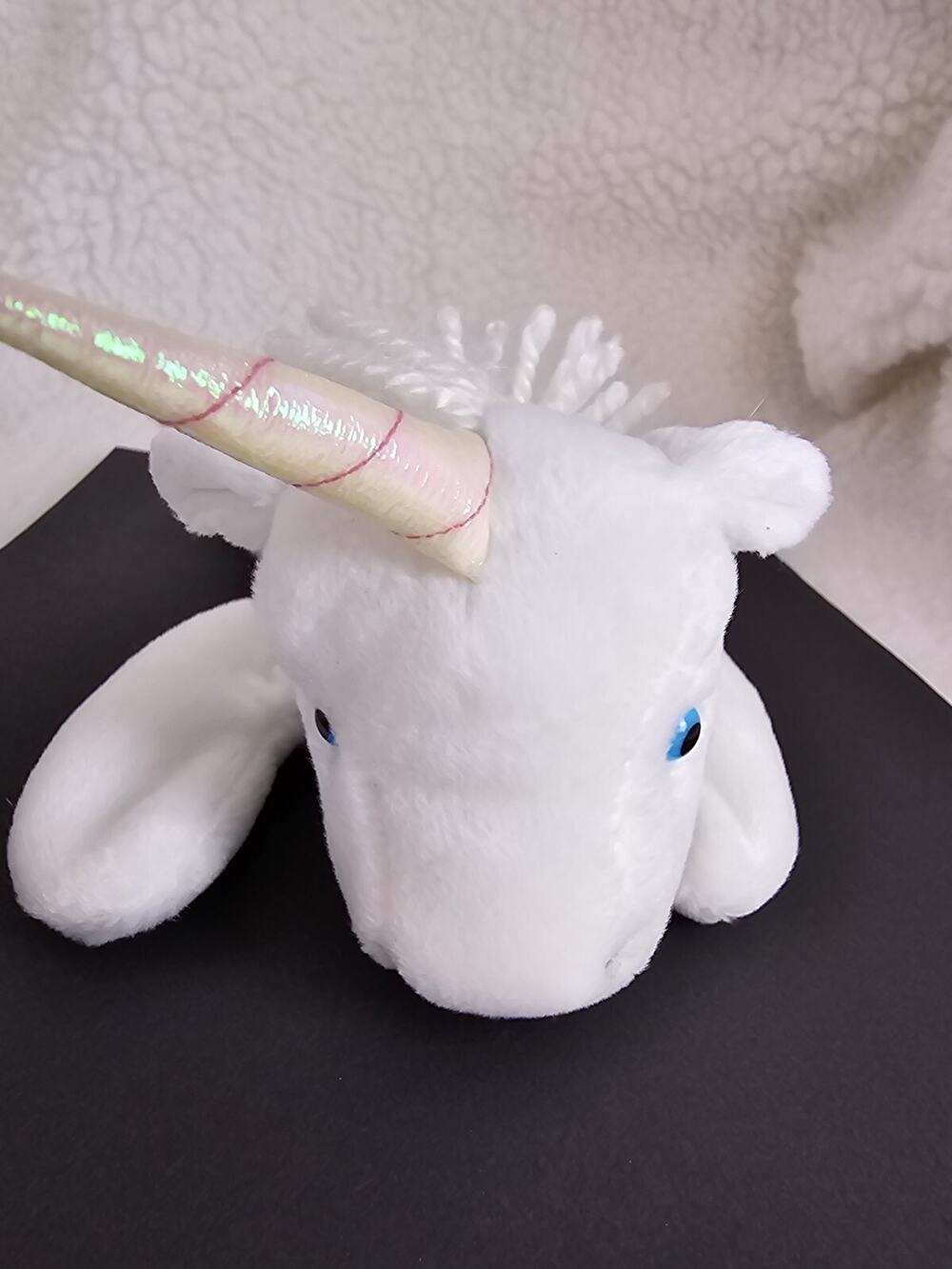 Ty Mystie White Unicorn Plush Stuffed Animal Blue Eyes No Hang Tag Soft Toy